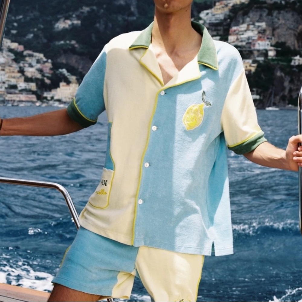 Tombolo Le Sirenuse Limoncello Cabana Shorts Terry Cloth Size XXL